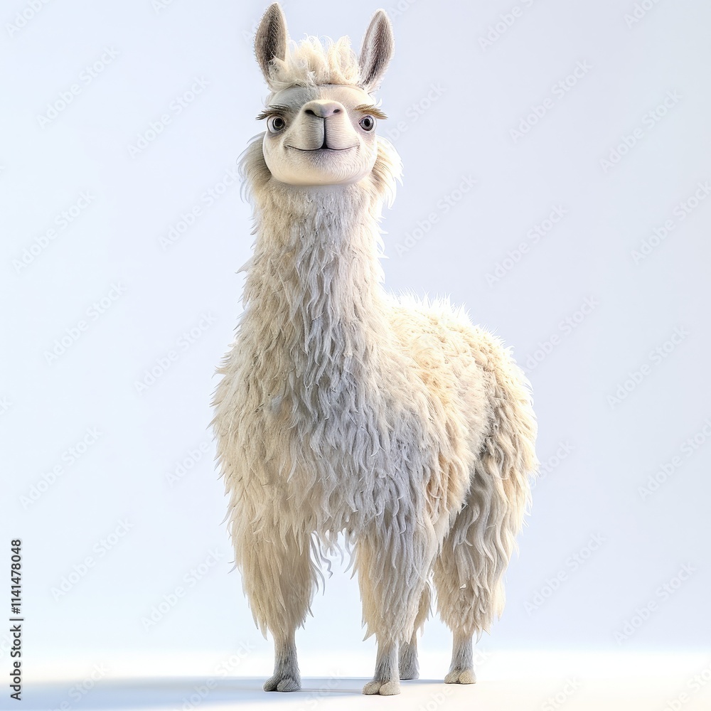 Fototapeta premium Smiling Llama with Fluffy Fur