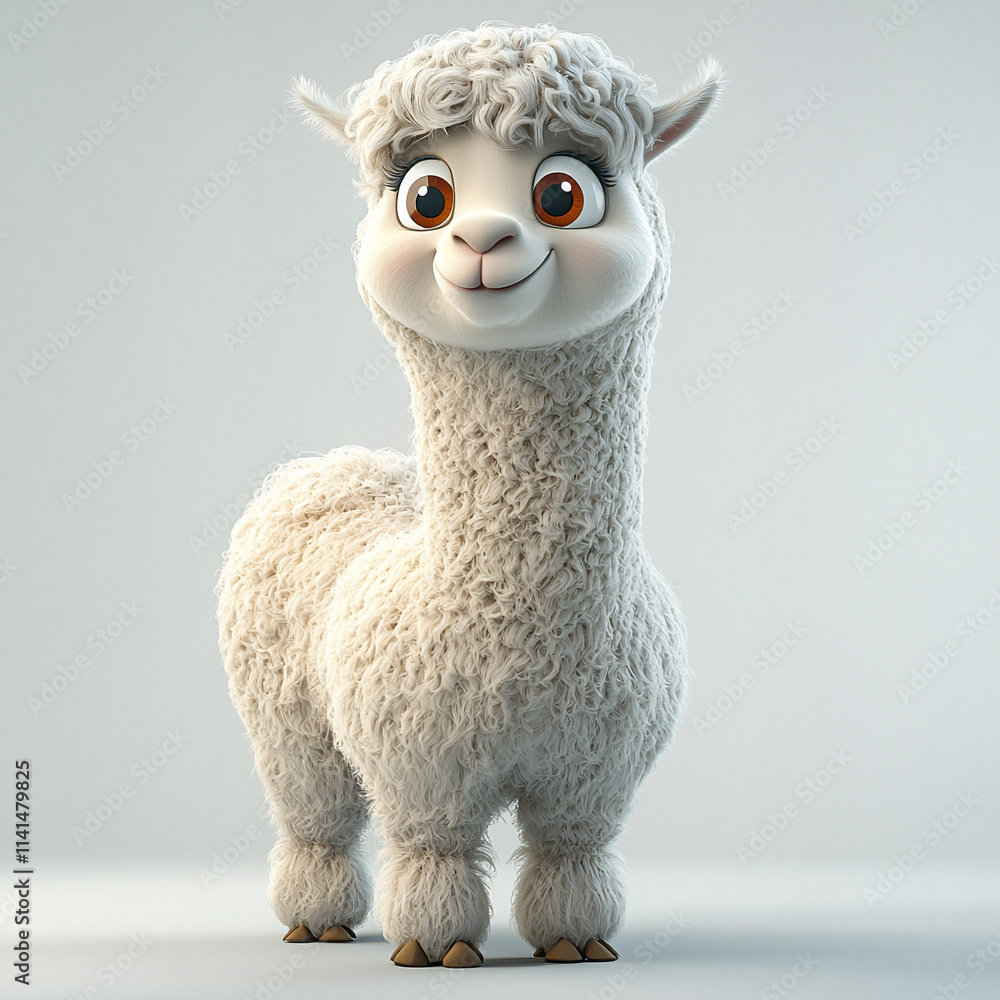 3D Style Alpaca Character Illustration 3D Style Alpaca Character Illustration