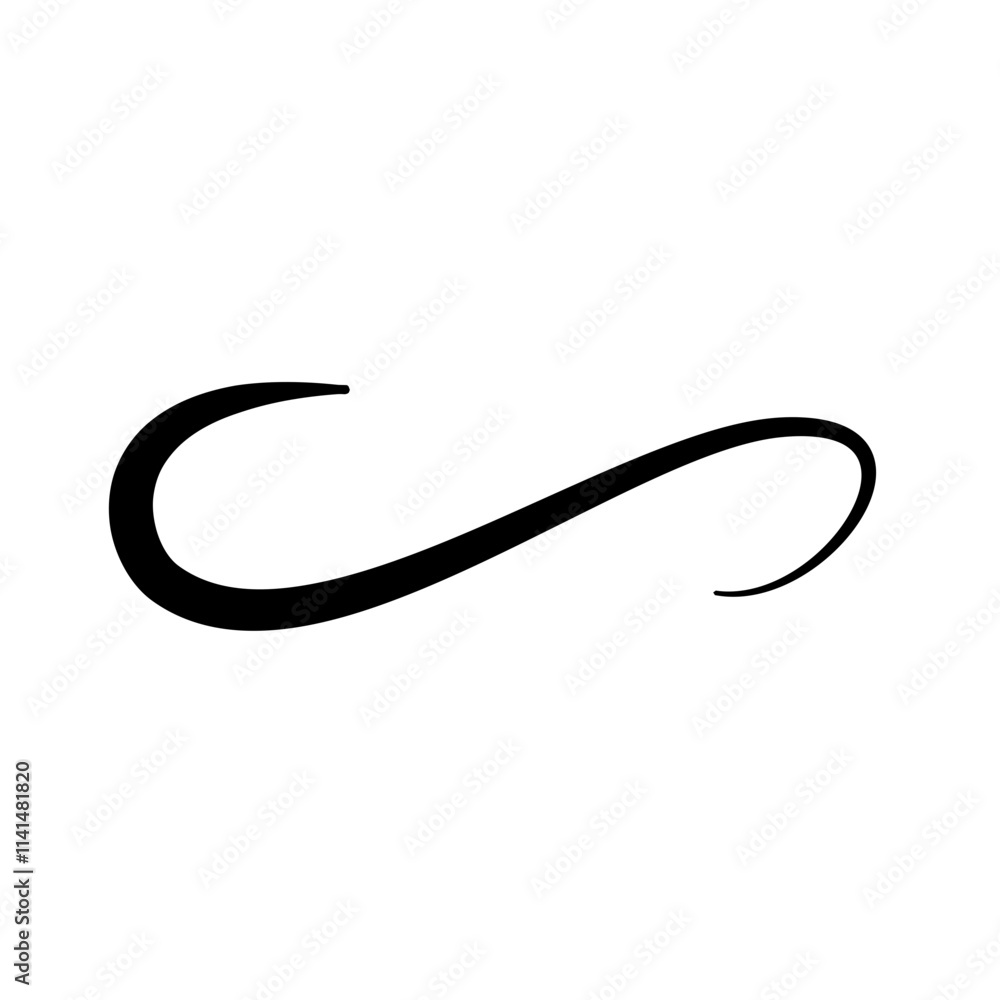 Swoosh underline, swish, swoop line vector. Caligraphic swivel curved. Element for typography. Black brush stroke. Isolated on white background. Retro style text tail Swoosh underline, swish, swoop line vector. Caligraphic swivel curved. Element for typography. Black brush stroke. Isolated on white background. Retro style text tail