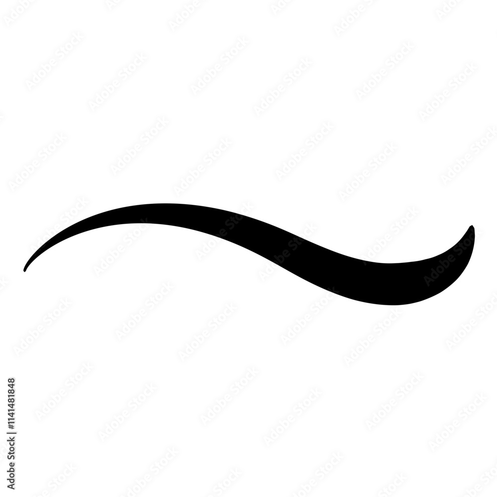 Swoosh underline, swish, swoop line vector. Caligraphic swivel curved. Element for typography. Black brush stroke. Isolated on white background. Retro style text tail Swoosh underline, swish, swoop line vector. Caligraphic swivel curved. Element for typography. Black brush stroke. Isolated on white background. Retro style text tail