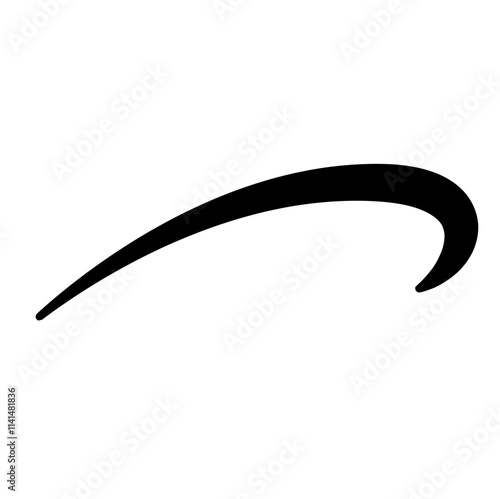 Swoosh underline, swish, swoop line vector. Caligraphic swivel curved. Element for typography. Black brush stroke. Isolated on white background. Retro style text tail