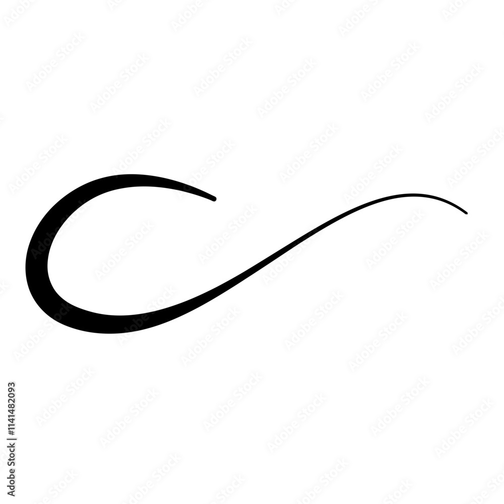 Swoosh underline, swish, swoop line vector. Caligraphic swivel curved. Element for typography. Black brush stroke. Isolated on white background. Retro style text tail Swoosh underline, swish, swoop line vector. Caligraphic swivel curved. Element for typography. Black brush stroke. Isolated on white background. Retro style text tail