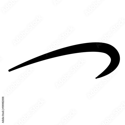 Swoosh underline, swish, swoop line vector. Caligraphic swivel curved. Element for typography. Black brush stroke. Isolated on white background. Retro style text tail