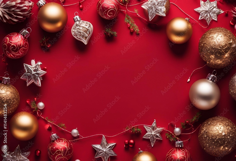 Sparkling red and gold baubles adorn a festive Christmas tree, ready for the holiday season Sparkling red and gold baubles adorn a festive Christmas tree, ready for the holiday season