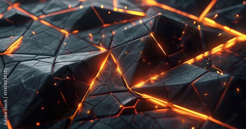 A close-up of textured surfaces with glowing cracks, resembling molten lava and rock formations. A close-up of textured surfaces with glowing cracks, resembling molten lava and rock formations.