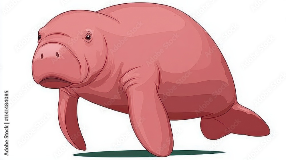 The manatee is a large, gentle marine mammal with a pinkish hue and flippers. The manatee is a large, gentle marine mammal with a pinkish hue and flippers.