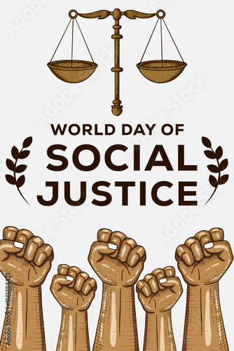 hand drawn world day of social justice vertical banner illustration
