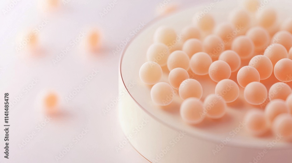 Oocyte Cryopreservation in Petri Dish A scientific representation of oocyte cryopreservation, with mature oocytes arranged in a petri dish Oocyte Cryopreservation in Petri Dish A scientific representation of oocyte cryopreservation, with mature oocytes arranged in a petri dish