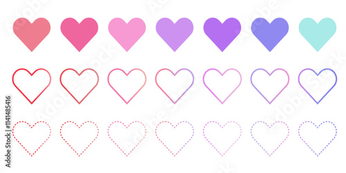 色々な形のハートのイラストセット