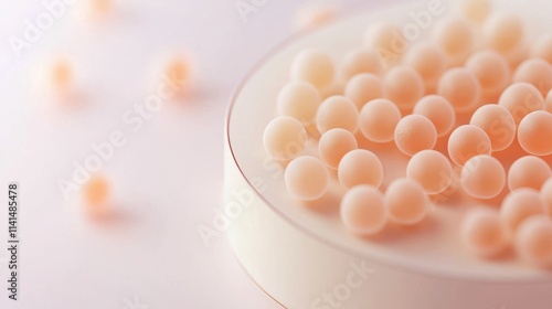 Oocyte Cryopreservation in Petri Dish A scientific representation of oocyte cryopreservation, with mature oocytes arranged in a petri dish