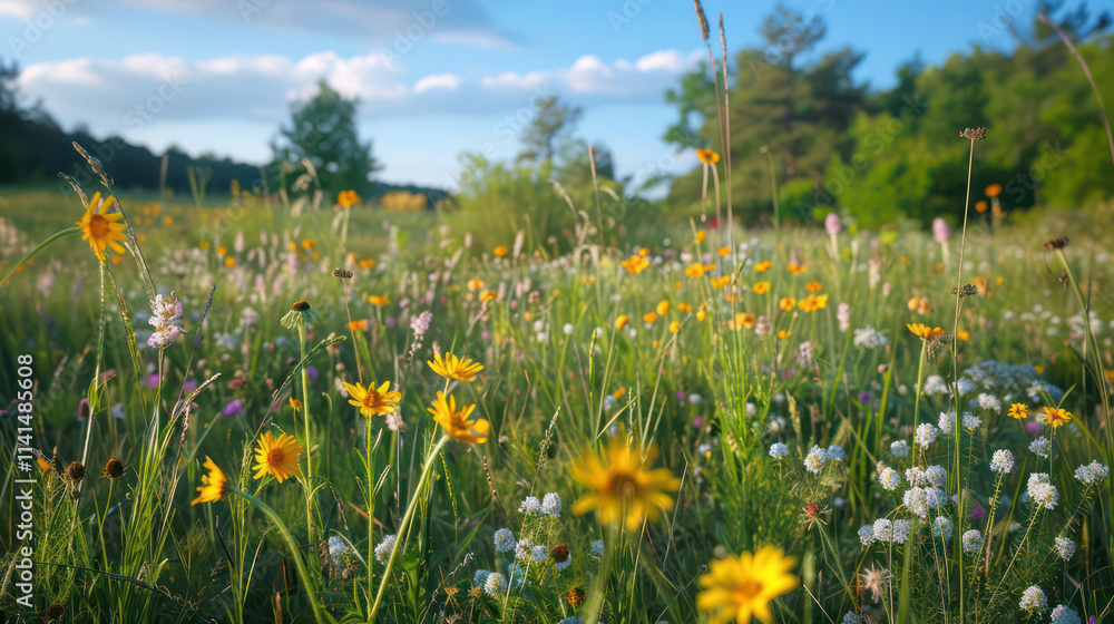 A vibrant field of wildflowers in full bloom, showcasing natures beauty A vibrant field of wildflowers in full bloom, showcasing natures beauty