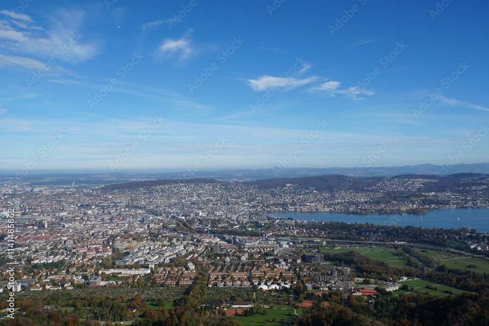 Panorama of  Zürich city from Uetliberg mountain - Switzerland