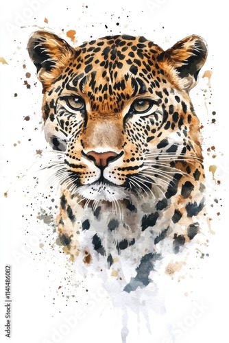 A striking leopard portrait featuring intricate details and vivid colors showcasing the beauty of wildlife in a serene environment. Generative AI