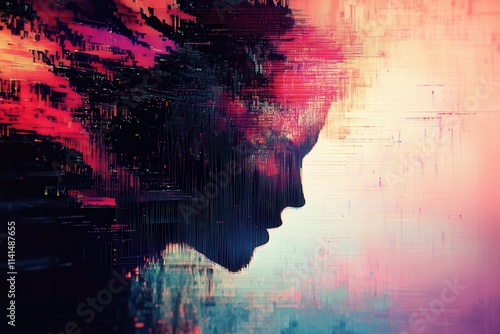 Abstract Digital Portrait of a Woman in Profile