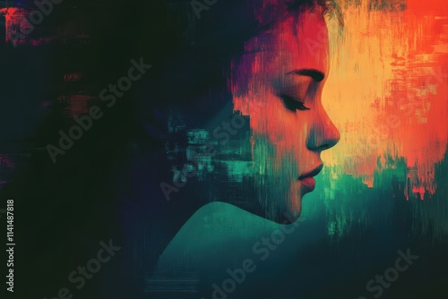 Abstract Portrait of a Woman in Warm Hues