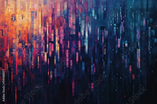Abstract Digital Mosaic Pattern Displays Vivid Colors