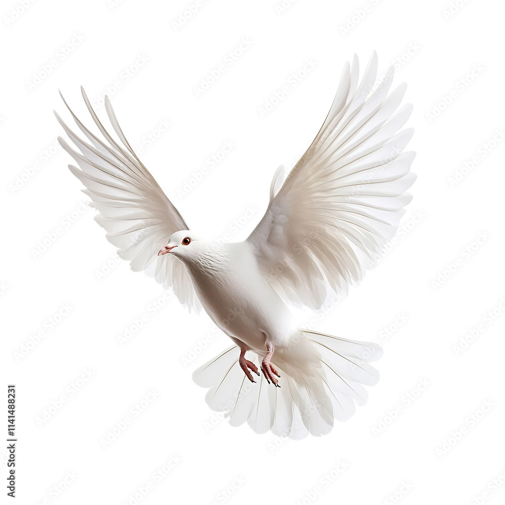 Fototapeta premium Graceful White Dove in Flight,Symbol of Peace and Tranquility