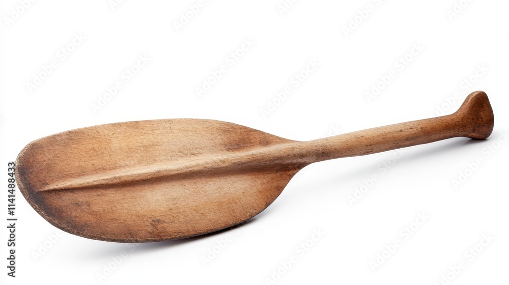 A wooden paddle with a broad blade and a long handle, often used for stirring or mixing in cooking or for paddling in water. A wooden paddle with a broad blade and a long handle, often used for stirring or mixing in cooking or for paddling in water.