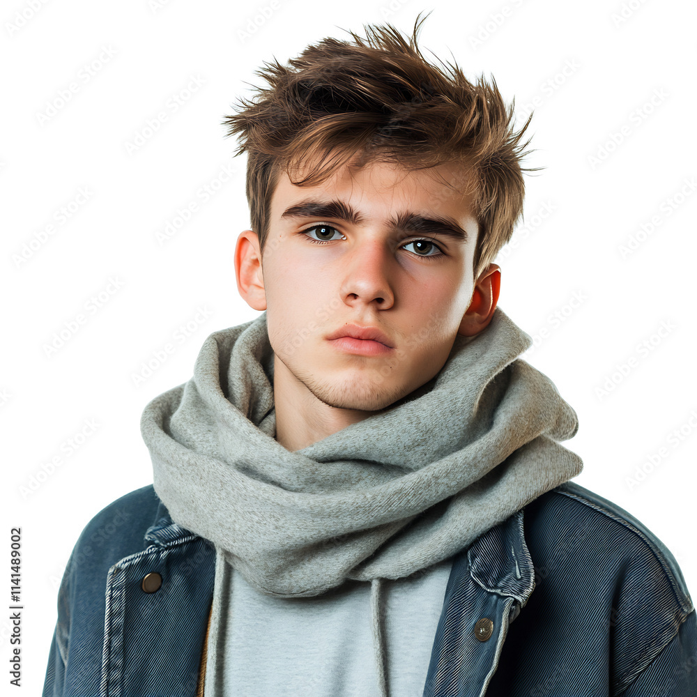 Handsome Young Man in Casual Attire Stands Thoughtfully in Urban City Setting Handsome Young Man in Casual Attire Stands Thoughtfully in Urban City Setting