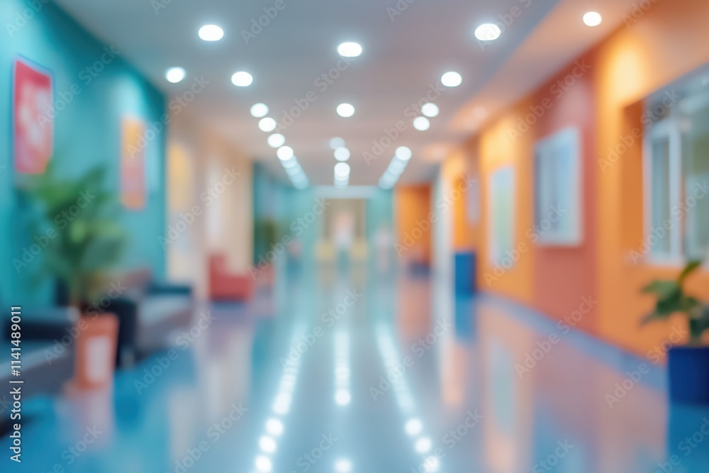 Fototapeta premium The blurred interior of the hospital corridor