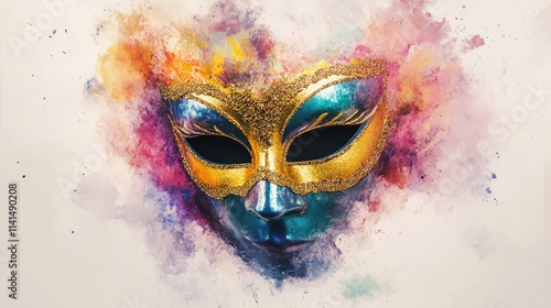 Gold Mask with Blue Eyes