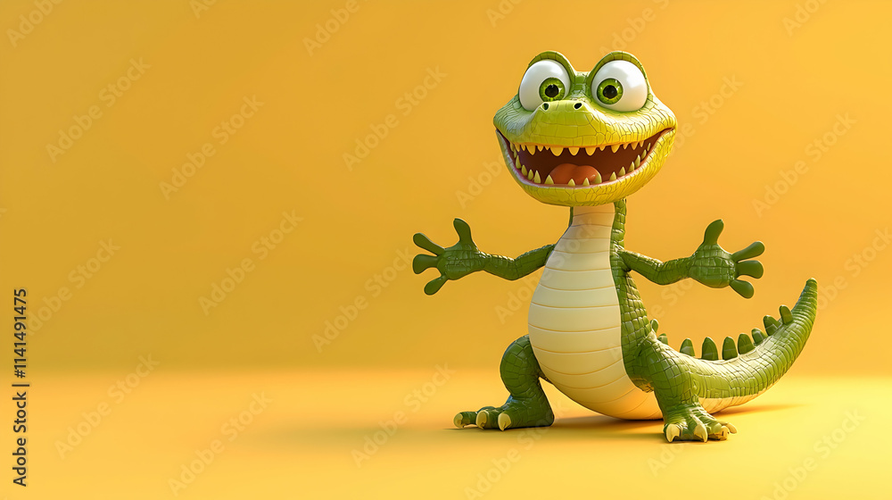 Fototapeta premium Friendly Cartoon Crocodile 3D Render