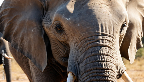 Elephant with white dots on its body and trunks. photo