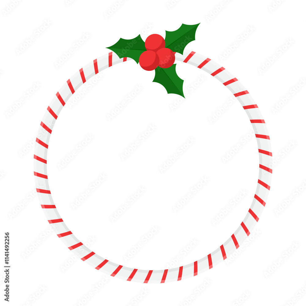 Naklejka premium Circle candy frame border xmas christmas clipart card decoration illustration