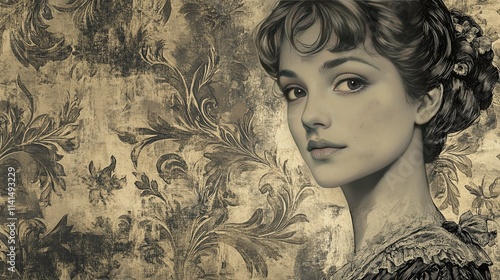 Jane Austen Etching Lady Portrait Victorian Art