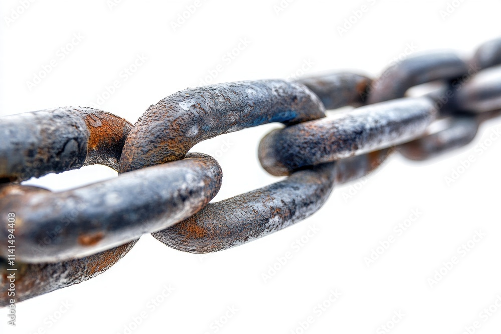 Rusty Metal Chain Link Close-Up on White Background for Industry Use Rusty Metal Chain Link Close-Up on White Background for Industry Use