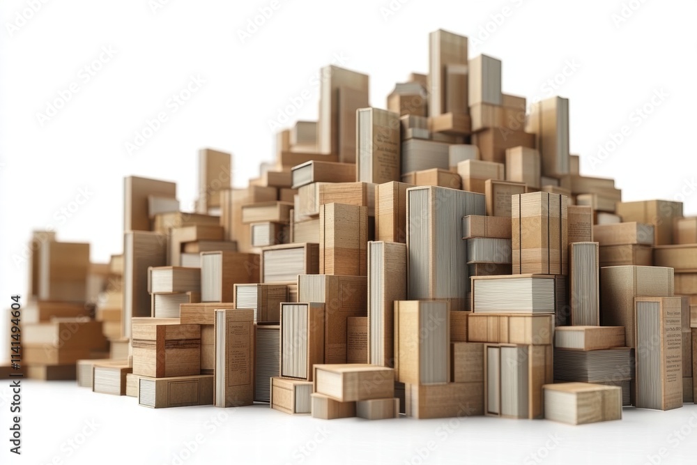 Wooden Blocks Piled to Represent Abstract Cityscape Architecture Design Wooden Blocks Piled to Represent Abstract Cityscape Architecture Design