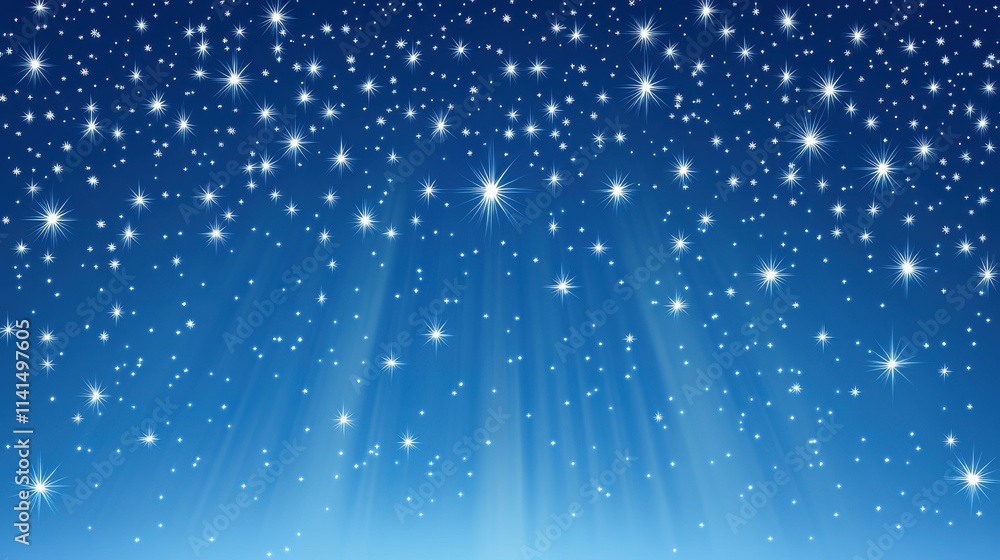Starry Night Sky with Bright Twinkling Stars and Gentle Blue Background Starry Night Sky with Bright Twinkling Stars and Gentle Blue Background