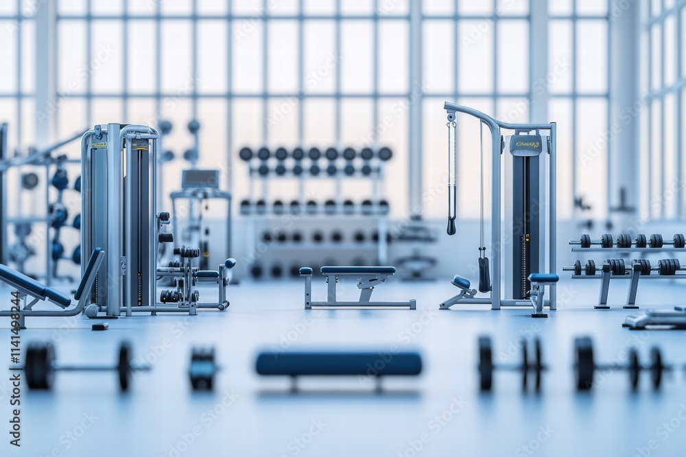 Modern Gym Equipment with Free Weights and Cardio Machines Modern Gym Equipment with Free Weights and Cardio Machines