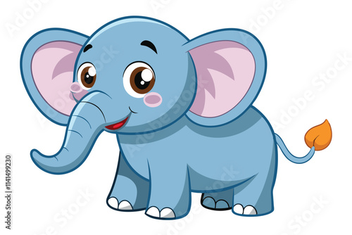 A joyful cartoon elephant stands with a smile, showcasing its charming features in a vibrant setting, Elephant cartoon vector illustration Cute Cartoon elephant