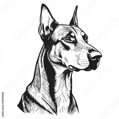 Had of Doberman line art design