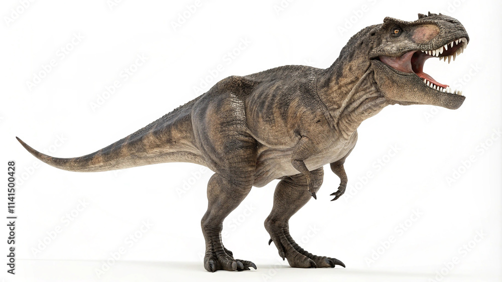 A Monstrous Tyrannosaurus Rex Digital Illustration Featuring an Ominous Presence and Glaring Eyes on Whit A Monstrous Tyrannosaurus Rex Digital Illustration Featuring an Ominous Presence and Glaring Eyes on Whit