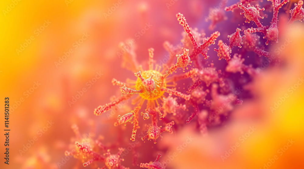 Microscopic View of Virus or Bacteria in Vibrant Colors Microscopic View of Virus or Bacteria in Vibrant Colors