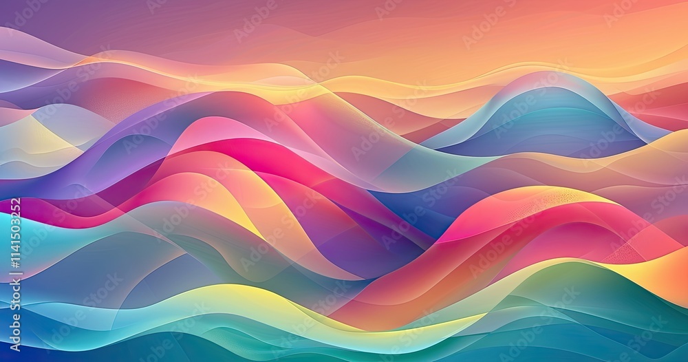 Fototapeta premium A vibrant abstract wave pattern in pastel colors, evoking a sense of calm and fluidity.