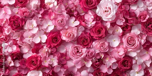 Close-Up of Blooming Pink Roses in a Vibrant Floral Arrangement Perfect for Decorative Web Banners and Designs