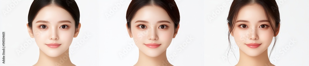Obraz premium Woman face, exploring different angles and expressions