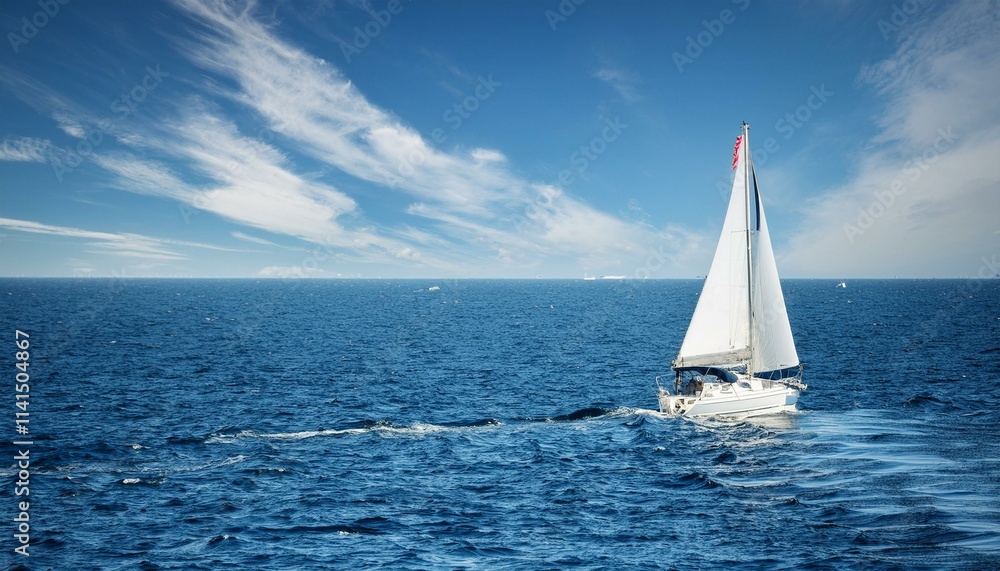 Obraz premium SAIL BOAT IN THE OCEAN WALLPAPER BACKGROUND