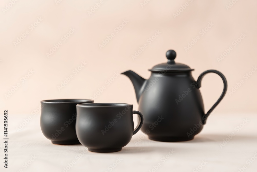 This beautifully crafted black Chinese tea set features a teapot and two matching cups, perfect for enjoying tea during festive occasions and quiet moments This beautifully crafted black Chinese tea set features a teapot and two matching cups, perfect for enjoying tea during festive occasions and quiet moments