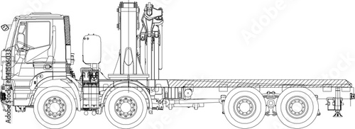vector illustration design silhouette sketch image truck crane manipulator for construction industry 