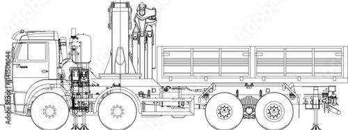 vector illustration design silhouette sketch image truck crane manipulator for construction industry