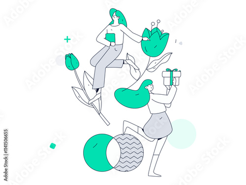 3.12 International Women's Day professional women flat character vector concept operation hand drawn illustration
