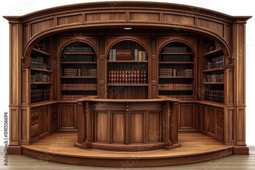 Wallpaper Mural Elegant Wood Library Interior with Classic Bookshelves and Design Torontodigital.ca