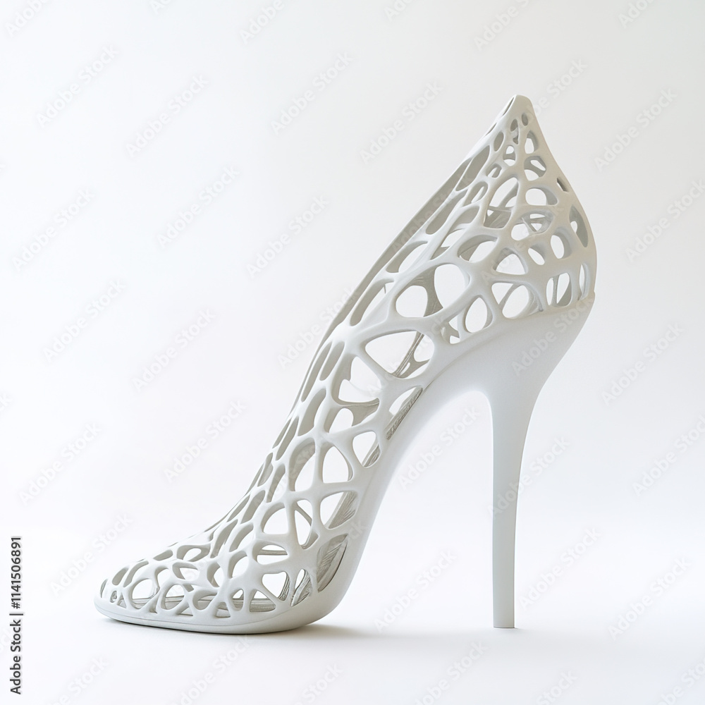 Obraz premium Elegant 3D printed high heel shoe with intricate design and modern style