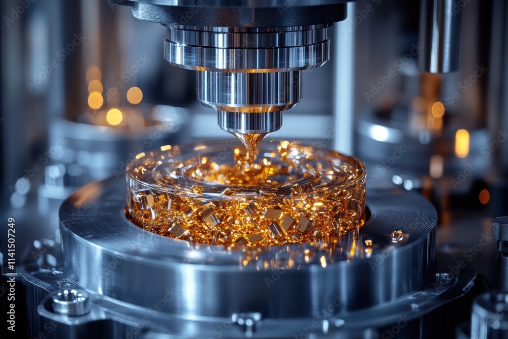 Advanced Machinery Injecting Liquid Metal into Precision Mold Advanced Machinery Injecting Liquid Metal into Precision Mold