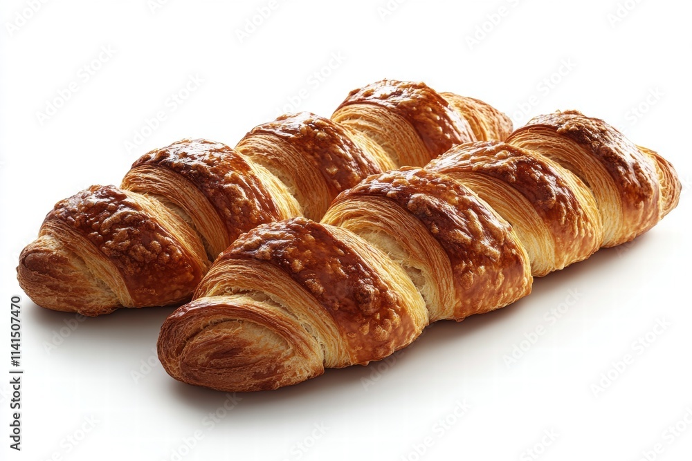 Freshly Baked Croissants Arranged on a White Background Freshly Baked Croissants Arranged on a White Background