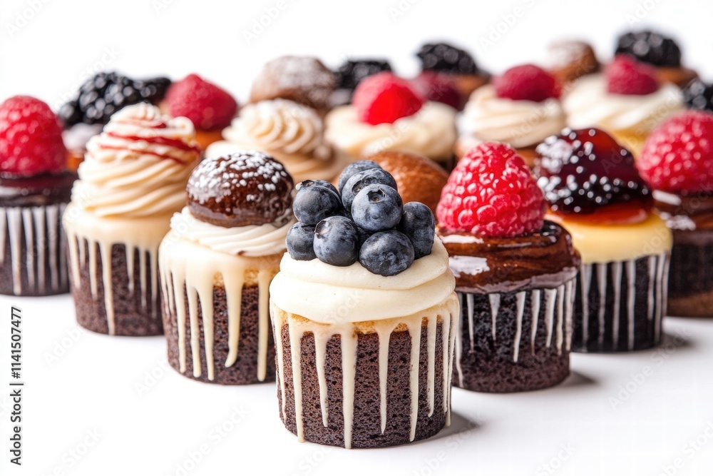 Assorted Mini Dessert Cupcakes with Toppings and Garnishes Assorted Mini Dessert Cupcakes with Toppings and Garnishes